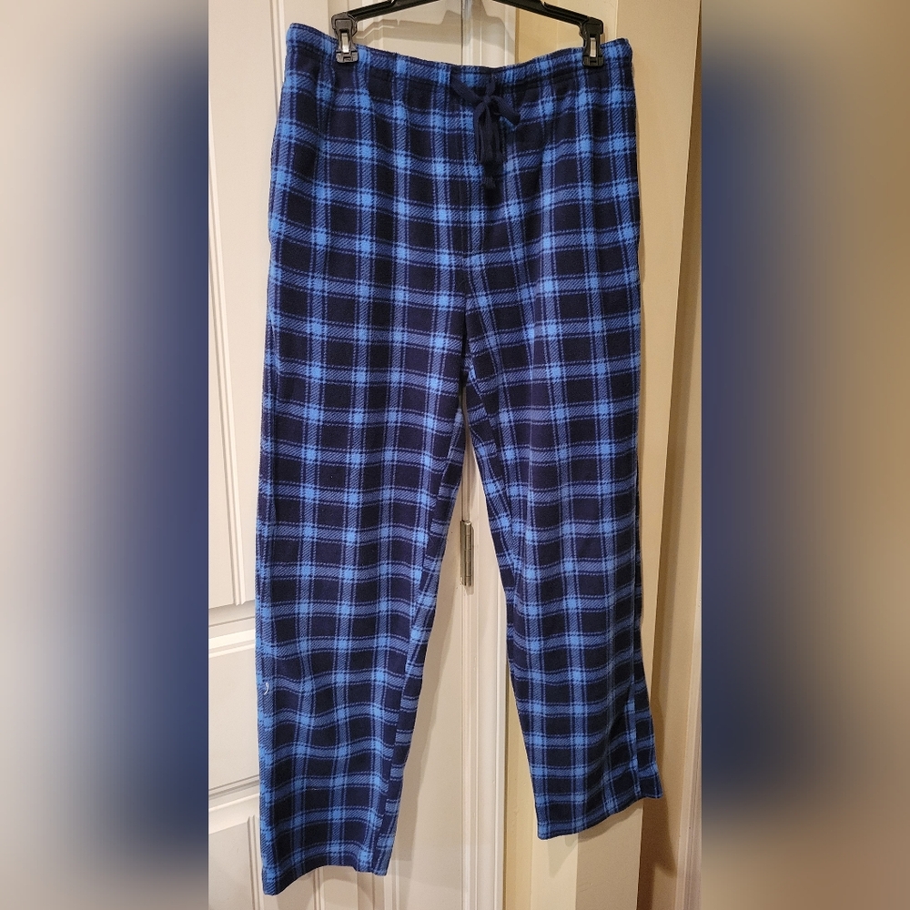 Men's Saddlebred Blue Plaid Fleece Lounge/Pajama Pants